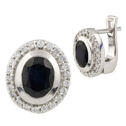 Серебряные серьги с сапфиром 2.61ct