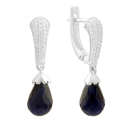 Серебряные серьги с сапфиром nano 6.84ct