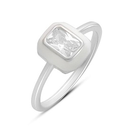 Серебряное кольцо с фианитами, емаллю