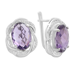 Серебряные серьги с аметистом 10.688ct