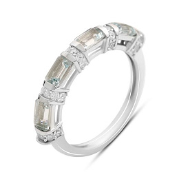 Серебряное кольцо с топазом 2.27ct, фианитами