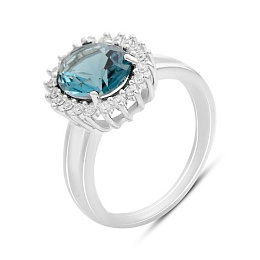 Серебряное кольцо с топазом Лондон Блю
