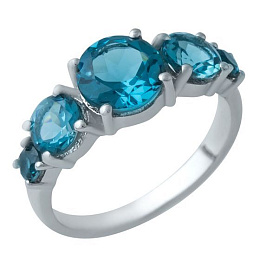 Серебряное кольцо с топазом Лондон Блю 2.092ct