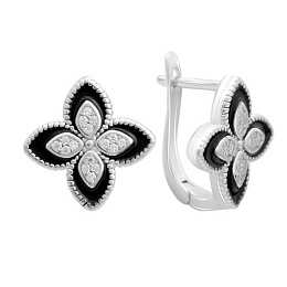 Срібні сережки з емаллю, фіанітами