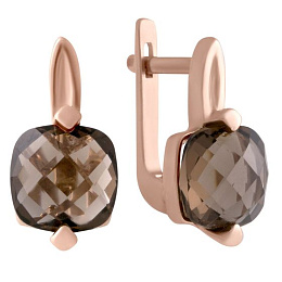 Gold earrings with rauchtopaz (smoky quartz) 5.84ct