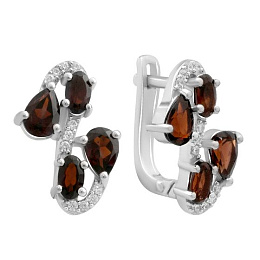 Серебряные серьги с гранатом 3.468ct