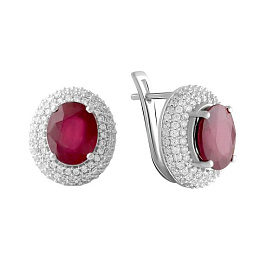 Серебряные серьги с рубином 5.395ct