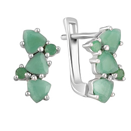 Серебряные серьги с изумрудом 1.28ct