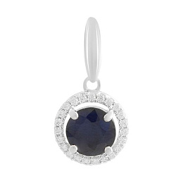 Срібна підвіска з сапфіром 2.995ct, фіанітами