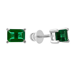 Срібні сережки з смарагдом nano 1.7ct