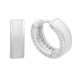 Серебряные серьги с фианитами, емаллю