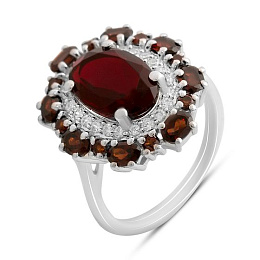 Серебряное кольцо с гранатом nano, гранатом