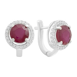 Silver earrings with ruby 6.574ct