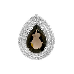 Серебряная подвеска с раухтопазом (дымчатым кварцем) 2.188ct, фианитами