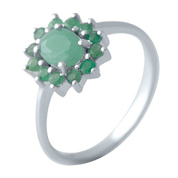 Silver ring with a 3.857-carat emerald