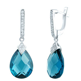 Серебряные серьги с топазом Лондон Блю 8.373ct