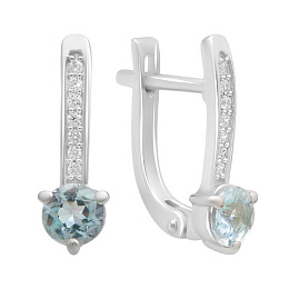 Серебряные серьги с топазом 1.211ct, фианитами