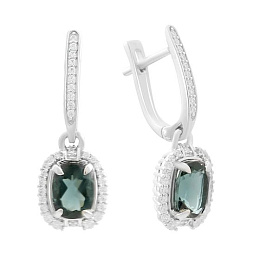 Серебряные серьги с топазом Лондон Блю 3.425ct