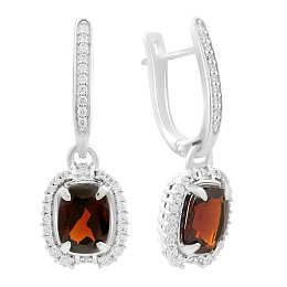 Серебряные серьги с гранатом 4.007ct
