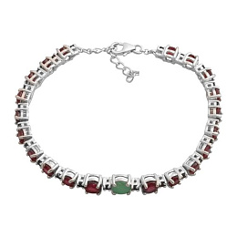 Серебряный браслет с изумрудом 7.303ct, рубином, сапфиром