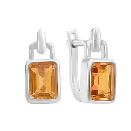 Срібні сережки із золотим кварцом 3.45ct