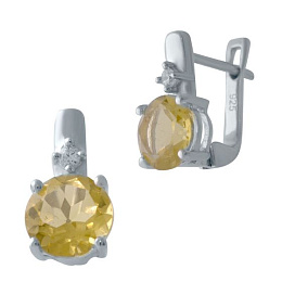 Silver earrings with a 3.575 ct nano citrine and cubic zirconia