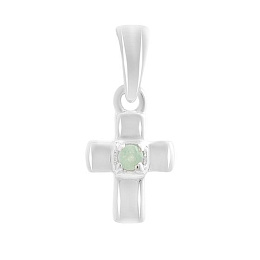 Срібний хрестик зі смарагдом 0.041ct
