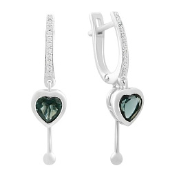 Серебряные серьги с топазом Лондон Блю 1.617ct, фианитами