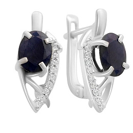 Silver earrings with sapphire 3.253ct