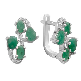 Серебряные серьги с изумрудом 2.622ct