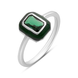 Серебряное кольцо с фианитами, емаллю