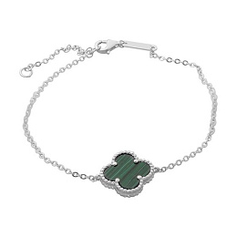 Silver bracelet with malachite