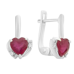 Silver earrings with a 2.118-carat ruby