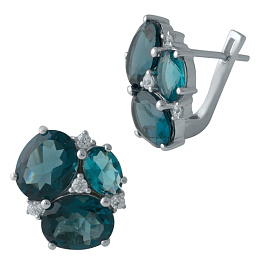 Silver earrings with a 4.92-carat London Blue topaz