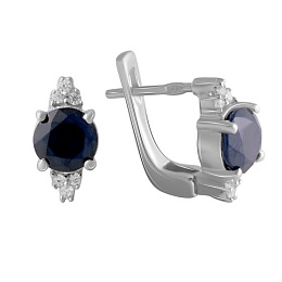 Silver earrings with sapphire 3.2ct