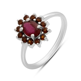 Silver ring with 1.467ct ruby, garnet