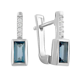 Серебряные серьги с топазом Лондон Блю 0.82ct