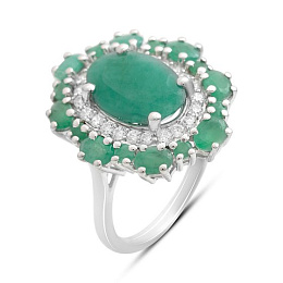 Silver ring with emerald 5.565ct