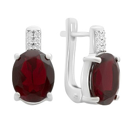 Silver earrings with a 4.52-carat nano garnet and cubic zirconia