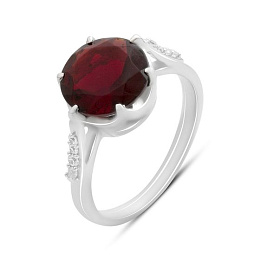 Срібна каблучка з гранатом nano 2.714ct, фіанітами