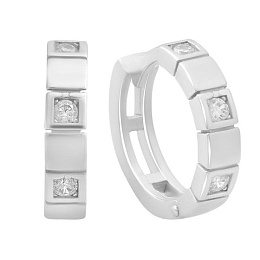 Серебряные серьги с фианитами 0.12ct