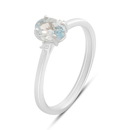 Серебряное кольцо с топазом 0.936ct, фианитами