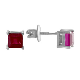 Silver Earrings with a 2.02-carat Ruby