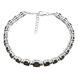 Серебряный браслет с раухтопазом (дымчатым кварцем)