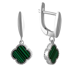 Silver earrings with malachite