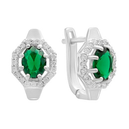 Срібні сережки зі смарагдом nano 2.802ct