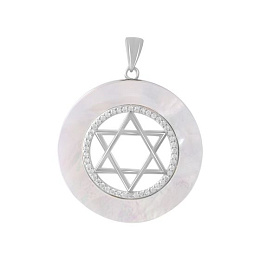 Срібна підвіска з перламутром, фіанітами