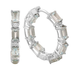 Серебряные серьги с топазом, фианитами