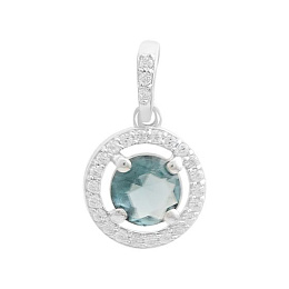 Silver pendant with London Blue topaz 0.917ct, cubic zirconia