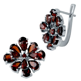 Серебряные серьги с гранатом